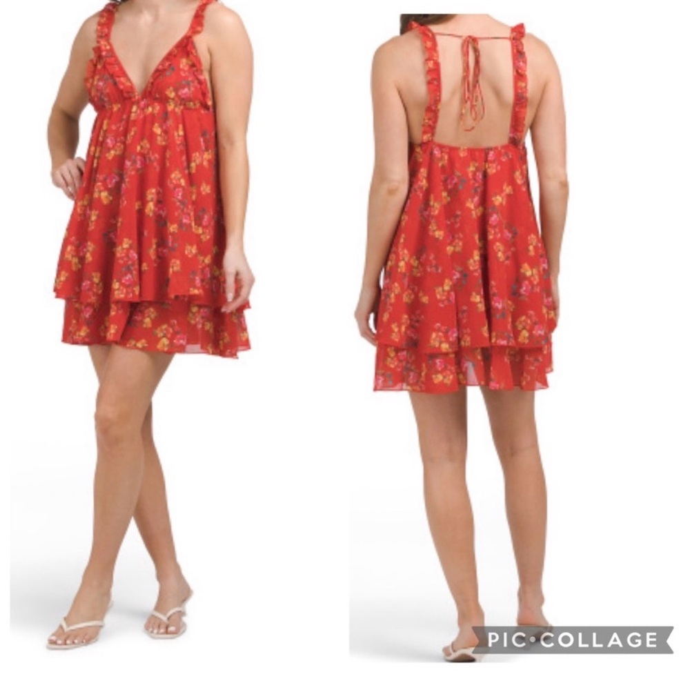 Rumored Red Floral Mini Dress - Secret Garden - Picture 2 of 2